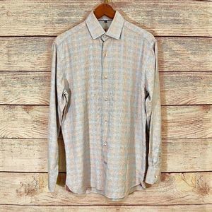 **BOGO**Luchiano Visconti Black Red Blue Check Geometric Button Up Shirt S